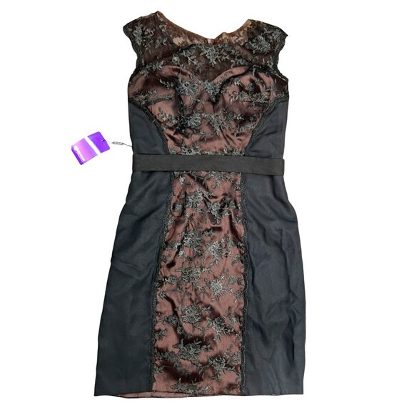 JJs House Satin with Lace Embroidered Sleeveless Dress Size 10 NWT Vampire - Picture 1 of 9